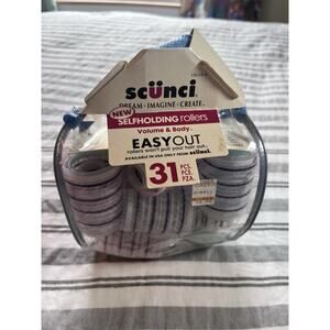 Scunci Styling Self-Holding Rollers 31 Curlers 5 Assorted Sizes Zip Case Vintage
